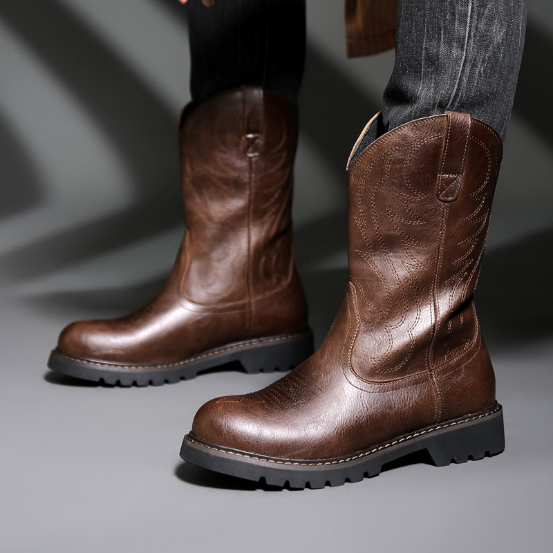 Vintage Fashion For Mens - Męskie buty kowbojskie Nowe haftowane buty