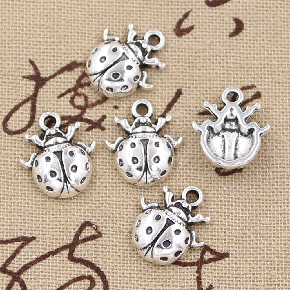 Vintage Fashion Bug - 12 sztuk Charms biedronka błąd 16x14mm