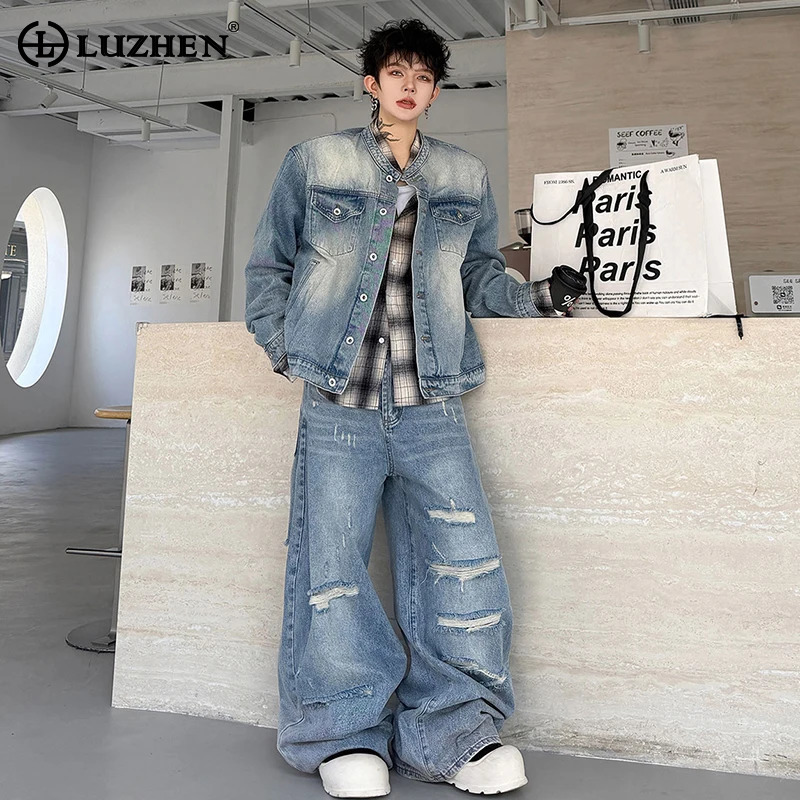 Vintage Fashion For Mens - LUZHEN 2026 Jesienny Vintage Zestaw Dwuczęściowy
