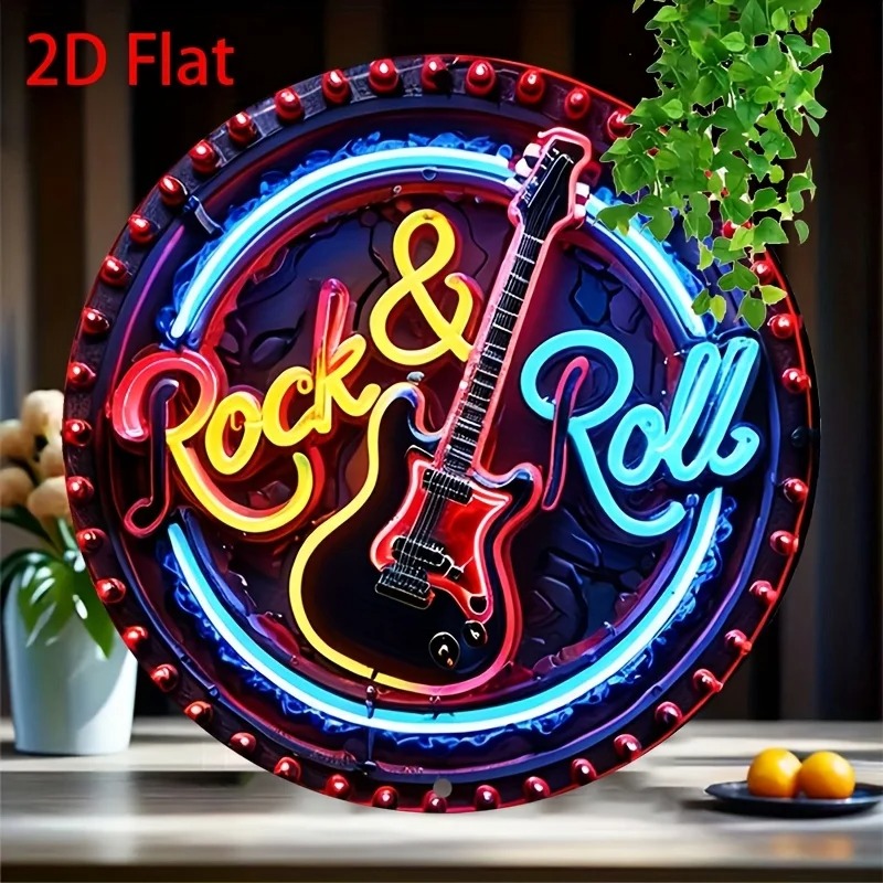 Vintage Fashion Plates - Neonowy szyld w stylu vintage rock,